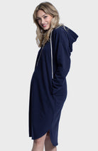 Maternity Oversize Hoodie Button Nursing Dress - Navy - Angel Maternity USA (4697184305246)