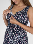 Button Front Sleeveless Nursing  Friendly Maternity Maxi Dress in Navy (4827650130014)