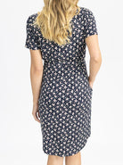Back view - Maternity and Nursing Short Sleeve Dress in Navy - Angel Maternity USA (4801470005342)