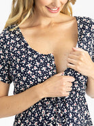 Nursing friendly - Maternity and Nursing Short Sleeve Dress in Navy - Angel Maternity USA (4801470005342)