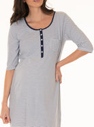 Button Front Nursing Sleep Dress - Navy Stripes - Angel Maternity USA (4372294664286)