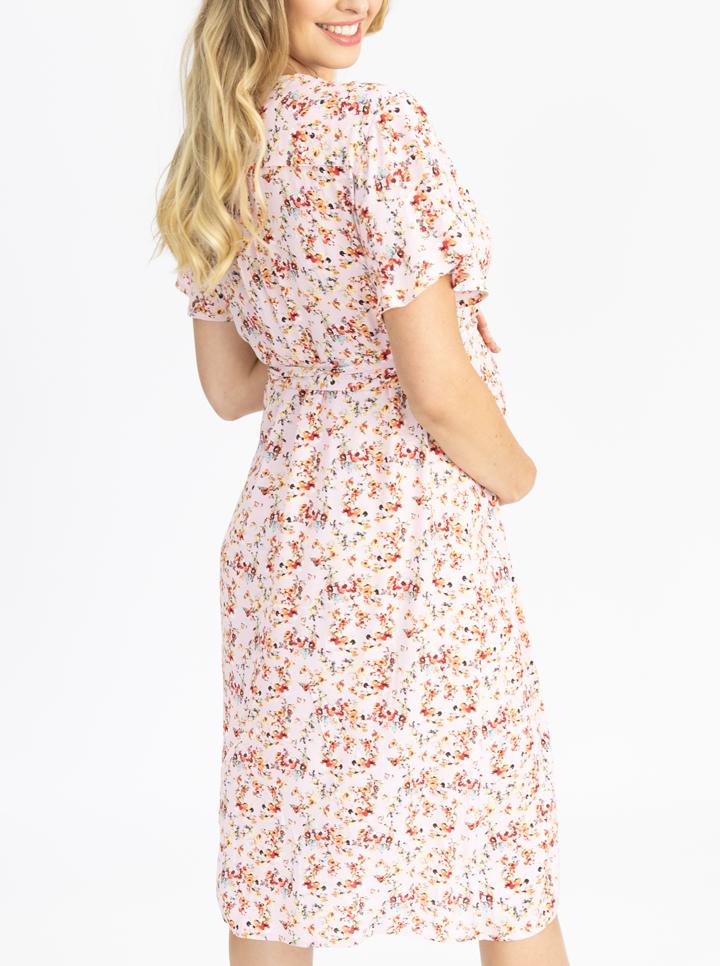Maternity and Nursing Wrap Dress in Floral Pink (4802020507742)