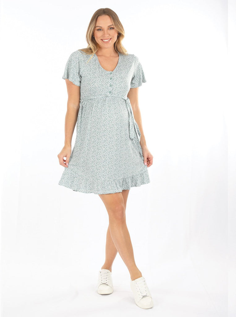 Full view - Maternity & Nursing Summer Floral print Dress (6640091037790)