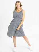 Maternity Summer Rayon Nursing Dress in Navy white pattern (4802025947230)