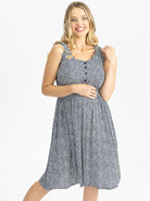 Maternity Summer Rayon Nursing Dress in Navy white pattern (4802025947230)