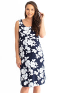Maternity & Nursing Sleeveless Dress - Navy Print - Angel Maternity USA (4530593529950)