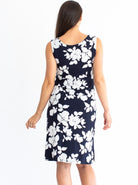 Maternity & Nursing Sleeveless Dress - Navy Print - Angel Maternity USA (4530593529950)