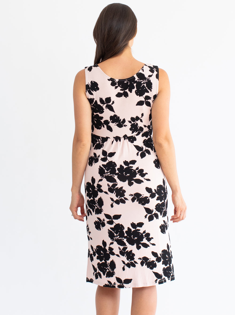 Maternity & Nursing Sleeveless Dress - Pink Print - Angel Maternity USA (4530606375006)