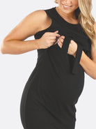 Nursing friendly - Sleeveless Black Maternity and Nursing Tie Knot Dress (6640777625694)