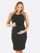 Main view - Sleeveless Black Maternity and Nursing Tie Knot Dress (6640777625694)