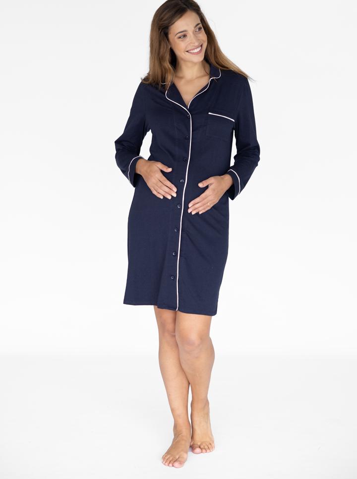 Maternity Nightie Nursing Sleep Dress - Navy - Angel Maternity - Maternity clothes - shop online (4760142348391) (6738269372510)