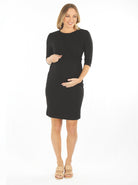 Maternity and Nursing Tie Knot Dress - Black (6625407959134)