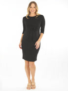 Maternity and Nursing Tie Knot Dress - Black (6625407959134)