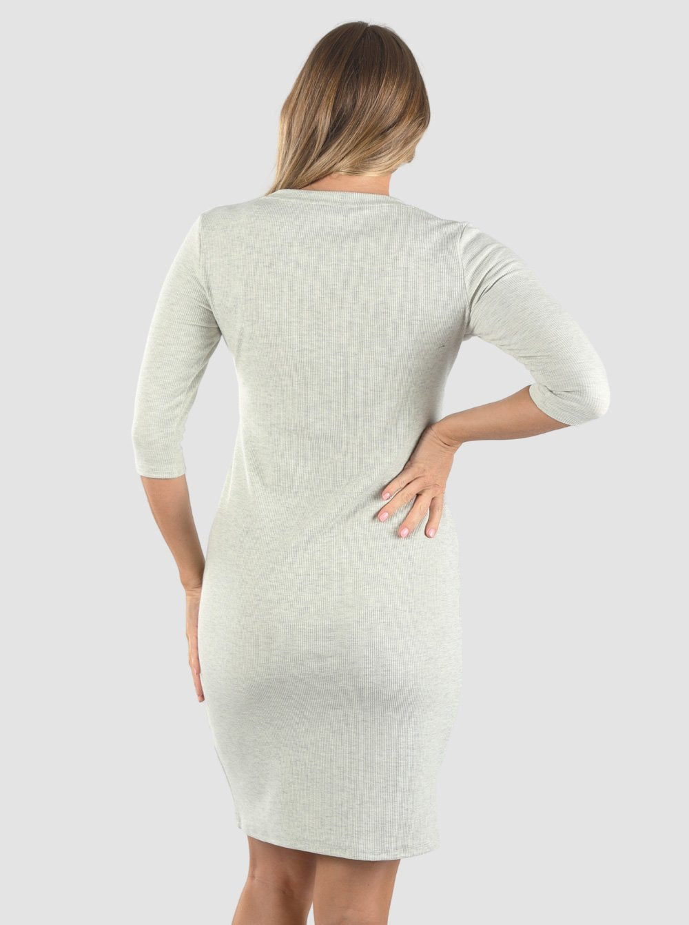 Maternity and Nursing Tie Knot Dress - Marl Grey (6625408024670)