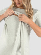 Maternity and Nursing Tie Knot Dress - Marl Grey (6625408024670)