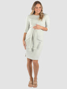 Maternity and Nursing Tie Knot Dress - Marl Grey (6625408024670)