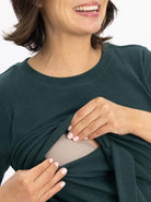 Nursing friendly - Maternity and Nursing Tie Knot Dress - Forest Green (6625407926366)