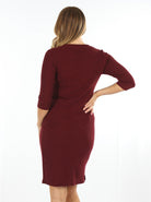 Back view - Maternity and Nursing Tie Knot Dress - Burgundy (6625408057438)