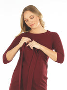 Nursing friendly - Maternity and Nursing Tie Knot Dress - Burgundy (6625408057438)