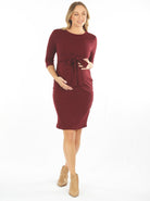 Main view - Maternity and Nursing Tie Knot Dress - Burgundy (6625408057438)