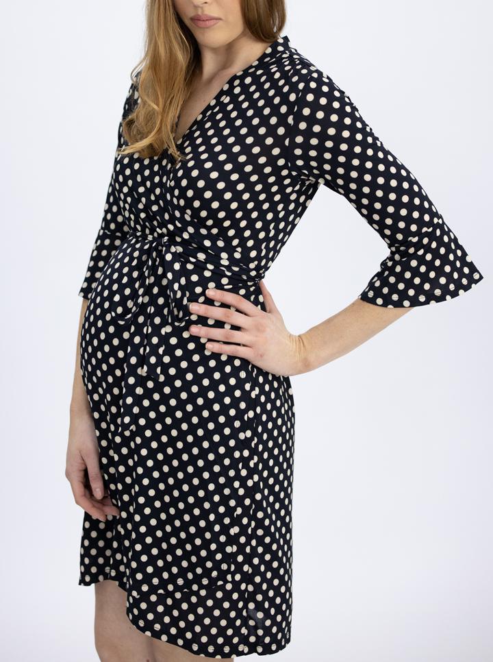 Maternity and Nursing Wrap Dress - Polka dots side (4801470660702)