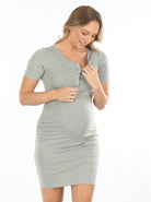 Maternity & Nursing short sleeve dress in Marl Grey - Angel Maternity - Maternity clothes - shop online (6660546953310)