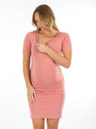 Maternity & Nursing short sleeve dress in Rose Pink - Angel Maternity - Maternity clothes - shop online (6660546822238)