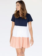 Front view - Maternity Tiered Dress in Multi Color front (4827569717342)