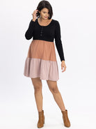 Main view - Maternity Tiered Dress Long Sleeve in Multi Colour (6640277258334)