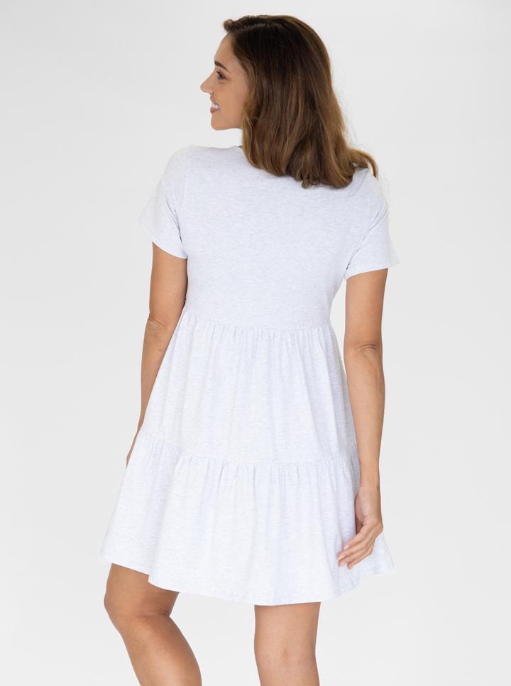 Back view - Maternity Tiered Dress in Marl Grey (4827569586270)