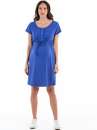 Main view Blue - Maternity & Nursing Drawstring Dress in blue (4372215300190)