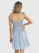 Back view - Maternity Chambray Sleeveless Sundress in Light Blue (6639694970974)