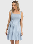 Main view - Maternity Chambray Sleeveless Sundress in Light Blue (6639694970974)