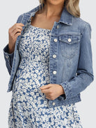 Maternity Blue Floral Print Maxi Dress with Shoulder Tie - Angel Maternity - Maternity clothes - shop online (6656900989022)