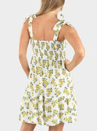 Back view - Maternity Summer Shirred Lemon print Nursing Dress . (6639695036510)
