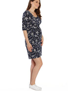 The Mommy Drawstring Half Sleeve Dress - Floral Print - Angel Maternity USA (1302619258974)