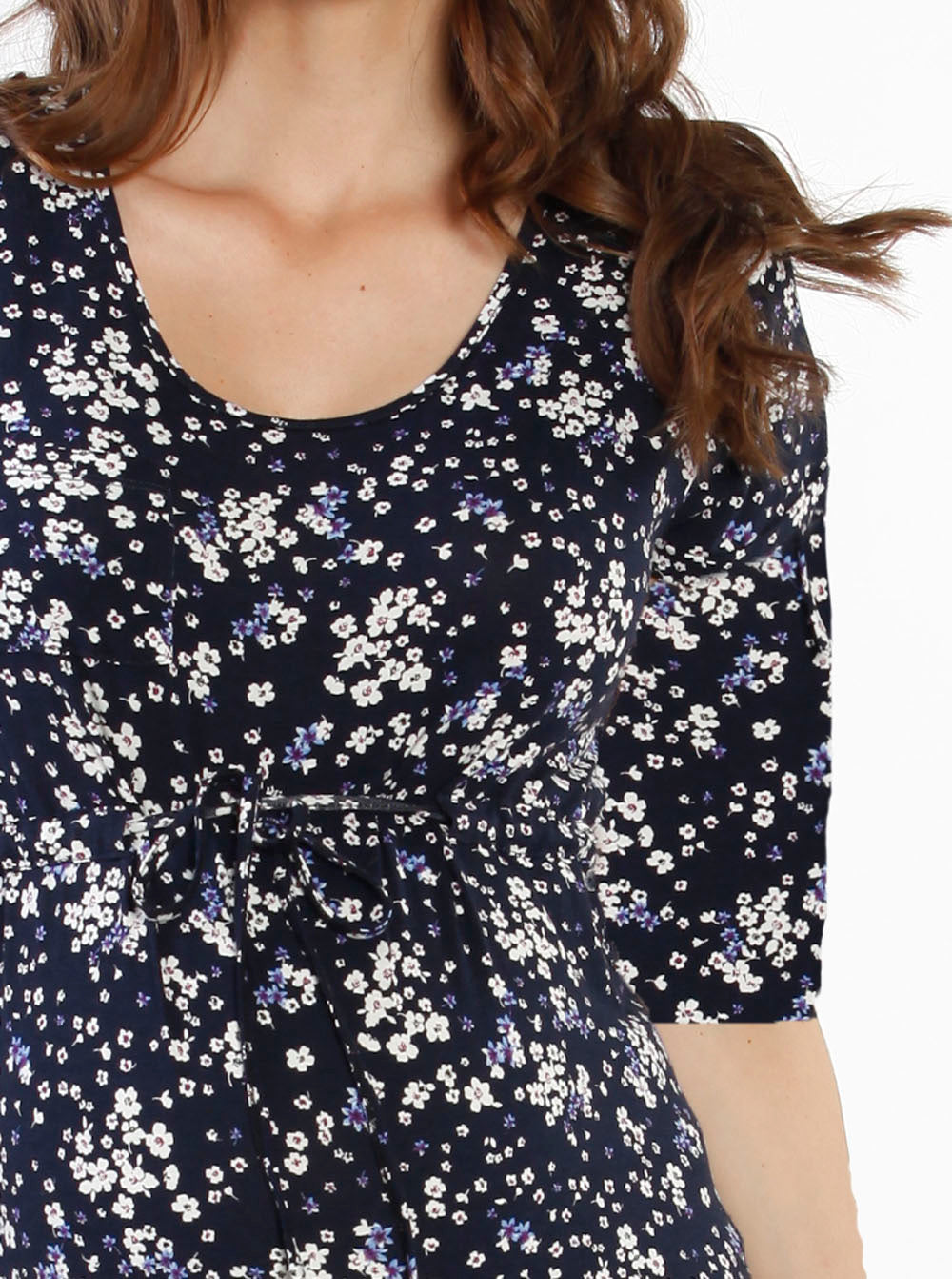 The Mommy Drawstring Half Sleeve Dress - Floral Print - Angel Maternity USA (1302619258974)