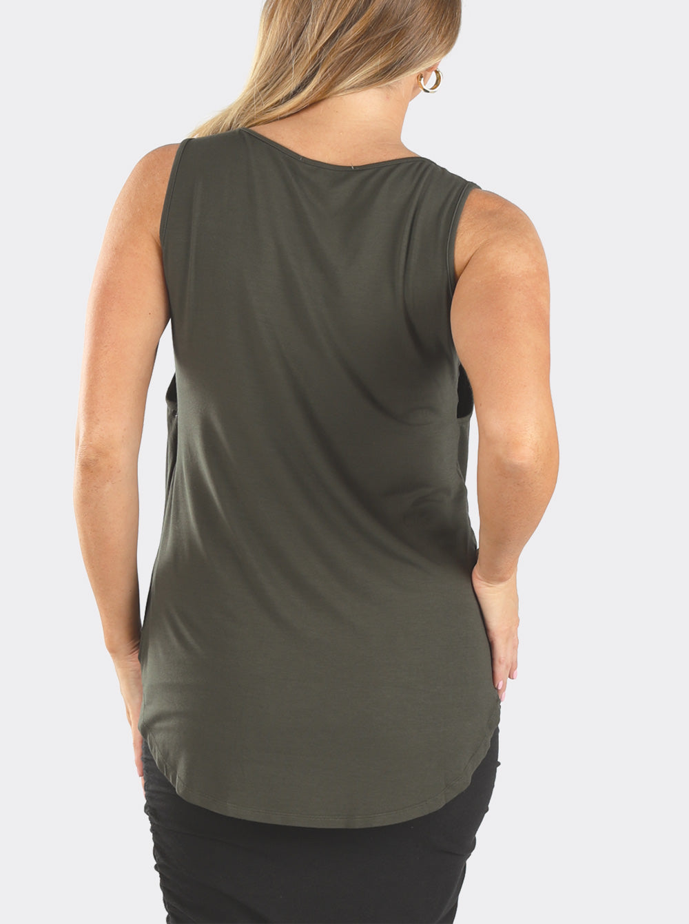 Back view - Khaki Maternity Swing Tank with Nursing Opening (4802026766430)
