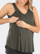 Nursing friendly - Khaki Maternity Swing Tank with Nursing Opening (4802026766430)