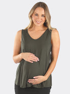 mainview - Khaki Maternity Swing Tank with Nursing Opening (4802026766430)