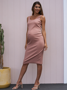 2-in-1 Maternity Tank Dress with Crop Top- Apricot-Side