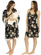 Nursing Dress + Robe + Free Baby Blanket Wrap - Floral Hospital Pack - Angel Maternity USA (1327976251486)