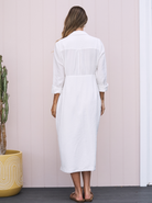 Back View Maternity V Neck Dress in White Angel Maternity