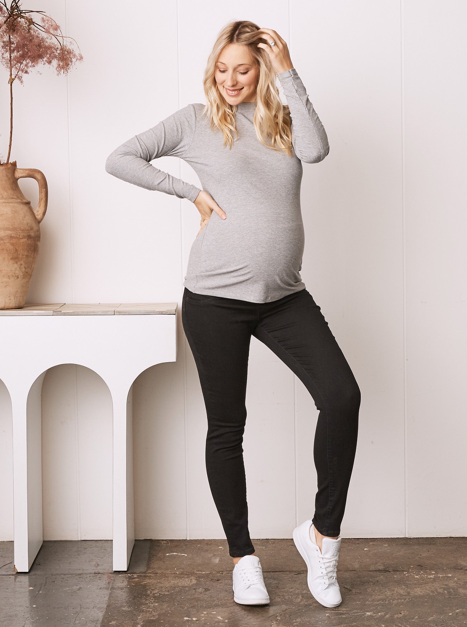 Over the Bump Skinny Maternity Denim Jeans Black (6583886053479) (6621382049886)