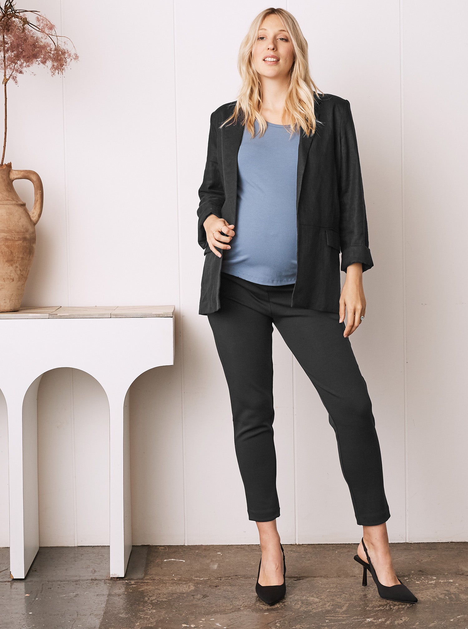 Alana Relaxed Ponti Maternity Work Pants - Ankle or Full in Black – Angel  Maternity USA