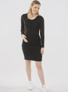 Lexie Maternity & Nursing Long Sleeve Dress in Black (6659153100903)