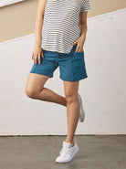 Summer Cotton Maternity Shorts in Blue Moon (6718057381991)