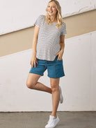 Summer Cotton Maternity Shorts in Blue Moon (6718057381991)