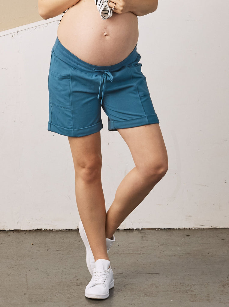 Summer Cotton Maternity Shorts in Blue Moon (6718057381991)