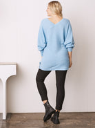 Maternity V-Neck Raglan Sleeve Jumper in Light Blue (6625143455838)
